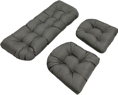 Bank Kussen Set - Tuinmeubel Kussens - Buiten Zitten - Waterdichte Stof - 3 Delig - Donkergrijs