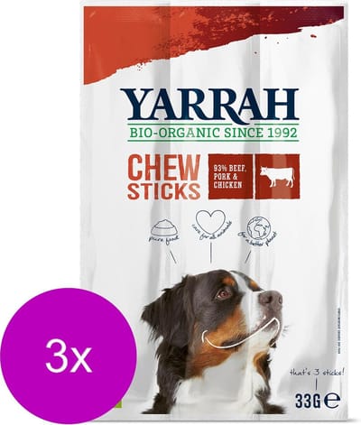 Yarrah Biologische Hondensnack Kauwstick - 3 St à 33 gr NL-BIO-01