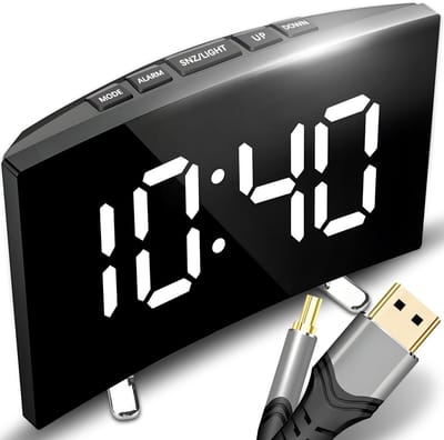 Dailygoods- Wekker Digitale LED - Spiegelklok - Draagbare Tafelklok - 2 Helderheidsmodi - Snooze Functie - Automatisch Dimmen - Klok