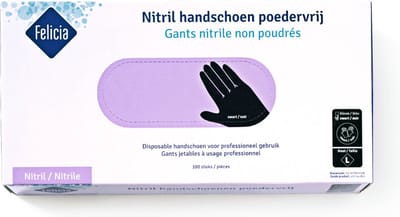 Nitril handschoenen poedervrij -  zwart, 100 stuks, maat L