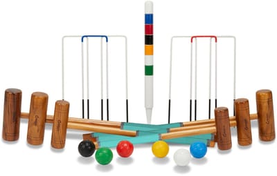 Ubergames - Familie Croquet Set - Engels Tuinspel - 6-Persoons - Met Hardhouten Mallets