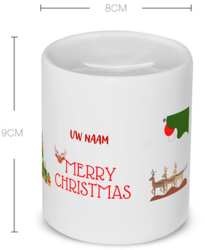 Akyol - kerst merry christmas met eigen naam Spaarpot - Kerstmis - kerst beker - winter - kerst - christmas - kerst cadeau - 350 ML inhoud