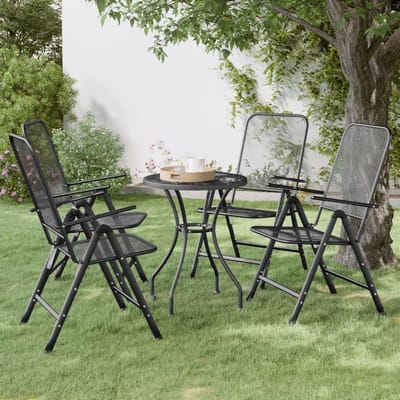 Tuinstoelen Set - Klapstoelen Buiten - Comfortabel Zitten - Verstelbare Rugleuning - 4 Stuks - Antraciet