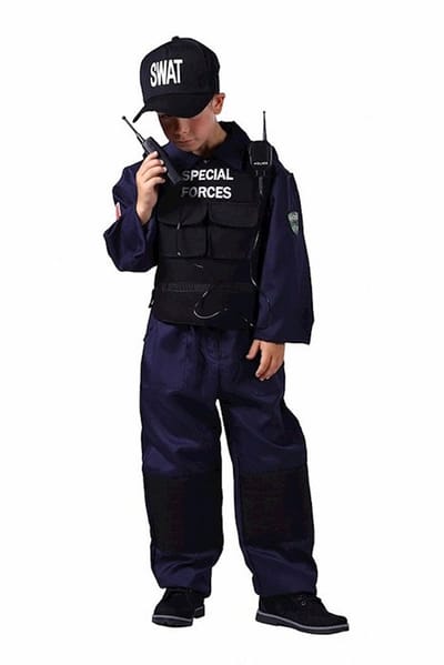 Swat kind Kinderen Unisex Zwart / Blauw Politie en Boeven Maat 9