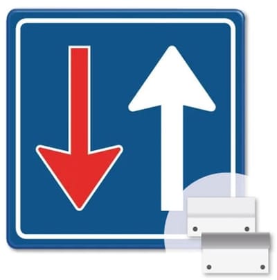 Verkeersbord Tegenliggers moeten wachten - F06 - Weerbestendig Aluminium - 40x40 cm - Bevestiging: Met muur-/ wandmontage beugels