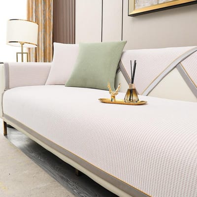 Luxe Zachte Bankhoes Antislip Effen Dik Bankkussen Mat voor Woonkamer Eenvoudige Stijl Pluche Bankhanddoek Huis Bank Decor 45cm pillowcase 1pcs wit