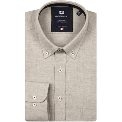 Giordano Overhemd Brando Faux-Uni Flanel Twill Wooltouch Mélange Soft Grey / male