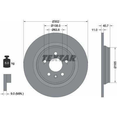 Remschijf TEXTAR 92162903 achter, compleet, 1 stuk
