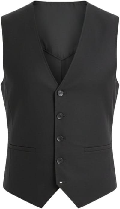 OMBRE Gilet - Slim Fit - Knopen - Effen Zwart XL