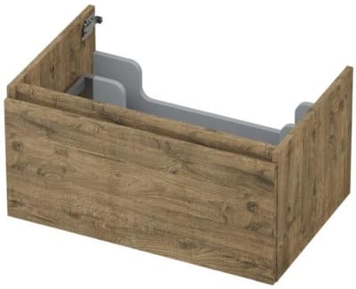 INK - Onderkast 1 Lade Greeploos met Houten Keerlijst - 700x450x350 Mm - Naturel Eiken
