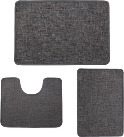 Badkamermatten Set 3 Delig - Zacht, Antislip en Absorberend - Inclusief Toiletmat - Donkergrijs