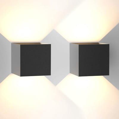 LED wandlamp set - 2 zwarte binnen- en buitenlampen met 5W en IP65 voor trappenhuis en tuin