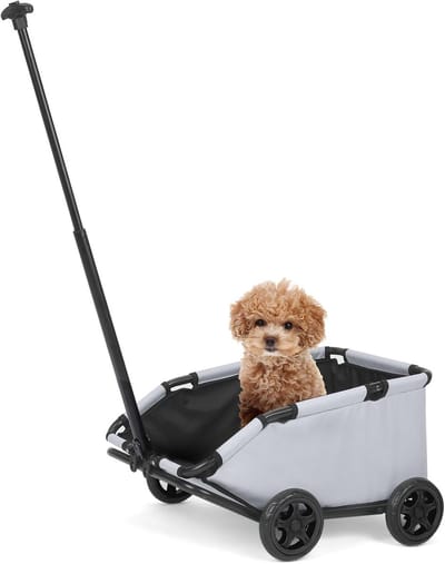 Hondenbuggy - Huisdierwagen - Kleine Huisdieren Vervoeren - Opvouwbaar Uitschuifbaar Handvat - 37x14x55 cm - Lichtgrijs