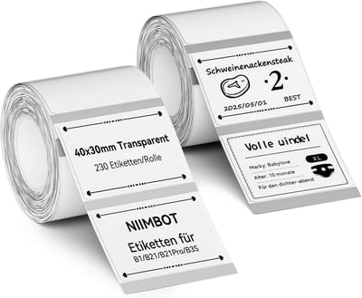 NIIMBOT Labels self-adhesive roll for B21/B1 (transparent, 2 rolls 40 x 30)