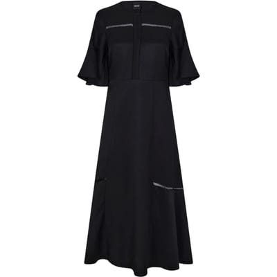 Boss Dames Dileina Maxi Crew Neck Skater Jurk (Zwart)