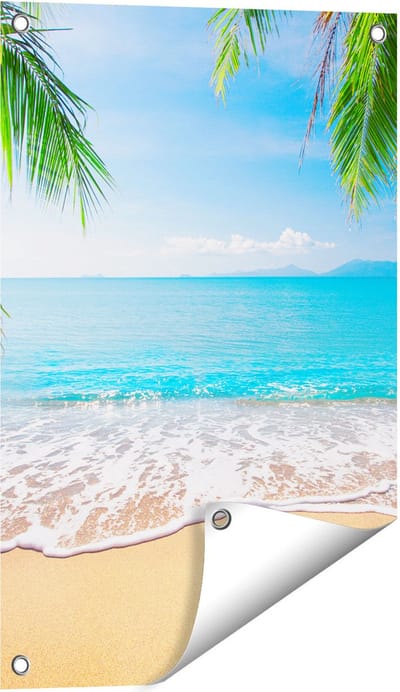 Gards Tuinposter Tropisch Strand en Zee - 40x60 cm - Tuindoek - Tuindecoratie - Wanddecoratie buiten - Tuinschilderij