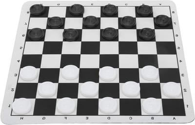 Dambord Set - Dammen Spel - Strategisch Spel - Opvouwbaar Rubberen Bord - 24x24 cm - Zwart-wit