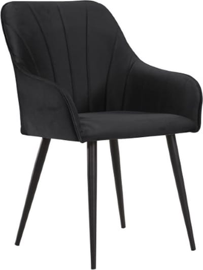Soof&Tess - Set van 6 - Ferrara Eetkamerstoel - Zwart - Fluweel - Velvet - Industrieel - Met armleuning - Easy Clean Stoffen - Hoge Kwaliteit