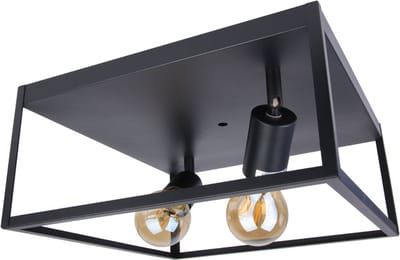 Stalen hanglamp - vierkant - 2 x E27 - mat zwart - dimbaar