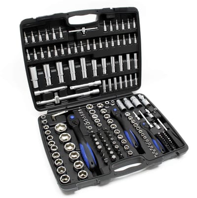 172-delige rateldoos doppen steeksleutel dopsleutel moeren 1/4" 1/2" 3/8 met koffer