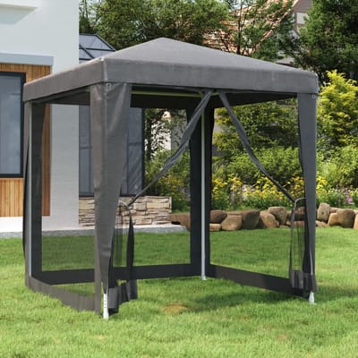 vidaXL - Partytent - met - 4 - mesh - zijwanden - 2x2 - m - HDPE - antracietkleurig