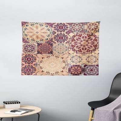 ABAKUHAUS Vintage Wandtapijt, Antieke Marokkaanse Kunst, Woonkamer Slaapkamer Wanddoek Zijdezacht Satijn Tapijt, 150 x 100 cm, Gedroogde Rozenivoor