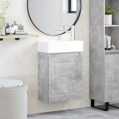 vidaXL - Badkamermeubel - met - kraan - Betongrijs - 45,5 - x - 22,5 - x - 84 - cm
