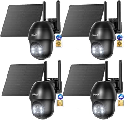 ieGeek S11 4G LTE Bewakingscamera voor Buiten - Buiten Camera met Nachtzicht - 2K UHD - Buitencamera met App - Pan & Tilt - Zonnepaneel - Kleurennachtzicht - Inclusief SIM-kaart - 4 Stuks