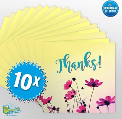 10x Muziekwenskaart – Thanks – zelf opneembaar – 60 seconden – 21x21cm – hoge kwaliteit – inclusief envelop