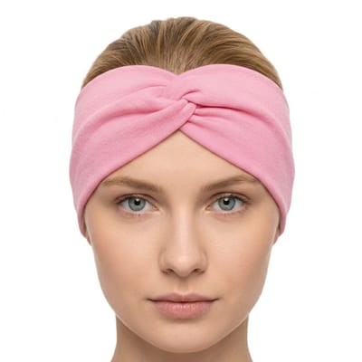 Roze elastische haarband met twistknoop voor dames – brede rekbare hoofdband – modieus en comfortabel haaraccessoire