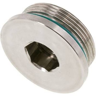 Plug UN 1-7/8''-12 RVS FKM met binnenzeskant 250 bar (3512.5psi)