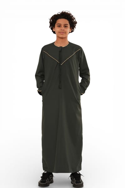 Kinderen Jongens Ramadan Olijfgroen Marokkaanse Jubba Robe Djellaba Eid Thobe - K-TT-006
