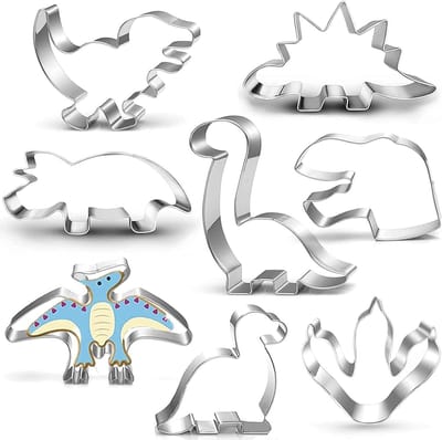 Set van 8 Dinosaur Cookie Cutters voor Bakken, Sandwiches en DIY Koekjes - Perfect voor Feestjes en Kinderactiviteiten