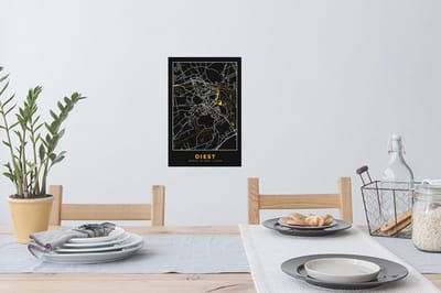 Muurstickers - Sticker Folie - Diest - Stadskaart - Goud - Plattegrond - Kaart - 20x30 cm - Plakfolie - Muurstickers Kinderkamer - Zelfklevend Behang - Zelfklevend behangpapier - Stickerfolie