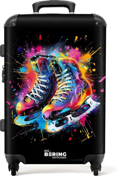 NoBoringSuitcases.com® - Koffer groot - Rolkoffer lichtgewicht - Schaatsen met kleurrijke graffiti - Reiskoffer met 4 wielen - Grote trolley XL - 20 kg bagage