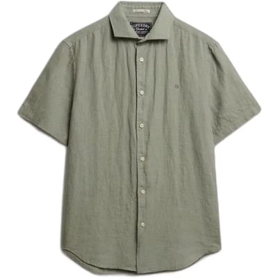 Superdry Riviera Linen Overhemd Met Korte Mouwen Groen S Man