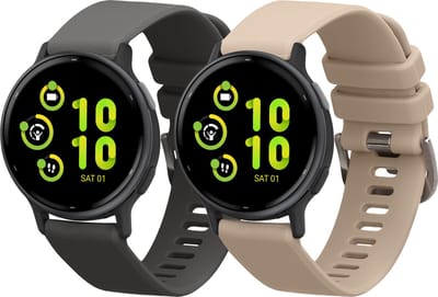 kwmobile 2x horlogebandjes geschikt voor Garmin vivoactive 5 / active 5 bandje - Smartwatch bandjes van TPU - Activity tracker horloge band in grijs / crème