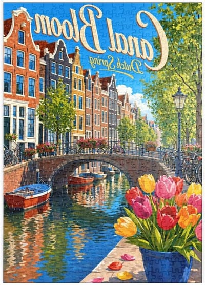 Legpuzzel Amsterdamse Grachten - Puzzel 500 Stukjes - Ontspannen Vrije Tijd - Hoge Resolutie Print - 48 x 34 cm