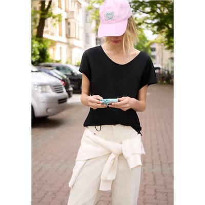 Shirt met hangende schouder in jersey