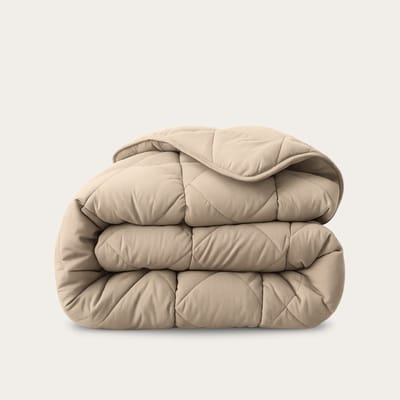 HappyBed Dekbed zonder overtrek 200x200 - Wasbaar Dekbed - Bedrukt dekbed zonder hoes - Hoesloos Dekbed - Tweepersoonsdekbed - Taupe