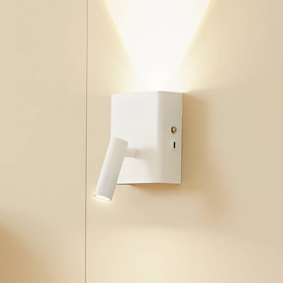 Lindby - LED wandlamp- met dimmer - 2lichts - Metaal, polycarbonaat - H: 14.5 cm - zandwit - Inclusief lichtbronnen