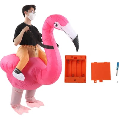 Opblaasbaar Flamingo Kostuum Waterdichte Polyester Stof Opblaasbaar Kostuum voor 150?190cm Volwassen pink