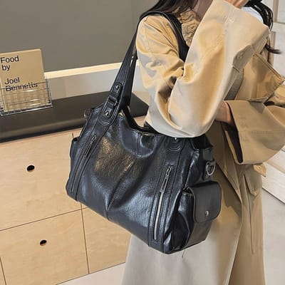 Vintage Dames Handtas Grote Schoudertas PU Leer Elegante Tote Bag voor Reizen