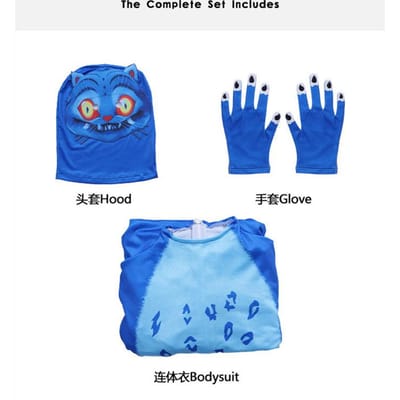 Figurines Anime Costume Cosplay Combinaison Tigre Bleu avec Gants Coiffe Garçons Filles Fête d'Halloween Carnaval Spectacle Combinaisons 160 blue
