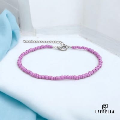 Leerella Choker Multikralen Paars 30+10 cm - Kralenketting Dames - Verstelbare Kralenketting - Trendy & Stijlvolle Halsketting - Perfect Cadeau voor Elke Gelegenheid