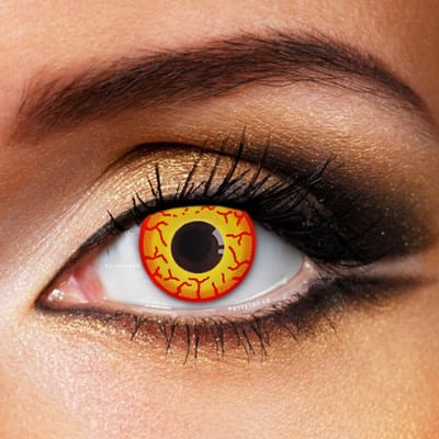 Partylens® rood/gele kleurlenzen - Darth Maul - combi-set zachte jaarlenzen met vloeistof & lenshouder - Halloween - Cosplay