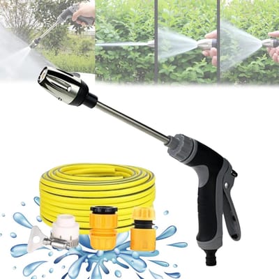 Autowaspistool - Turbo Washer - Met 5m waterleiding en 3 koppelingen - Spuitpistool voor tuinslang - Waterpistool - 360° draaibaar, verstelbaar mondstuk - 14 x 36cm - voor Auto Reiniging, Tuin Besproeiing en Tuinslang Aansluiting