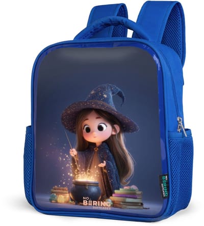NoBoringSuitcases.com® - Rugzak blauw - Schooltas jongens - Betoverend meisje met ketel - Kinder rugtas jongen - Boekentas kind - Kinderrugzak voor school - Schoolrugzak