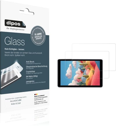 dipos – 2x Pantserfolie geschikt voor ALLDOCUBE Kido 8 Zoll | 9H Screenprotector
