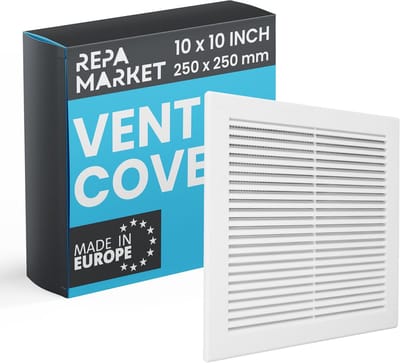 Vierkante Ventilatieopening 250x250mm Wit - Kunststof Inlaatlucht Rooster met Nylon Gaas